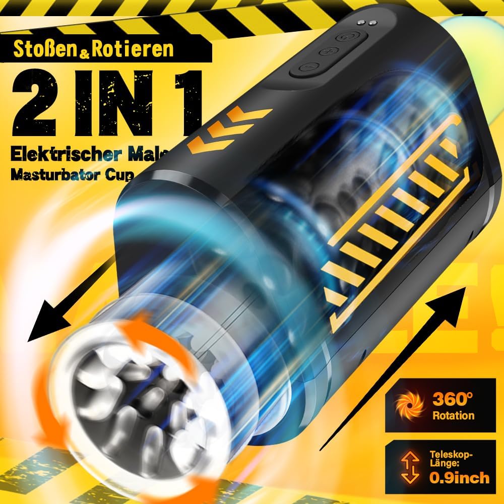 2 in 1 Elektrischer Masturbator mit 7 Stoßen und Rotieren offenes Masturbieren für Männer wasserdicht Masturbatoren Taschenmuschi, Eichel Penis Trainer Sex Spielzeug für die Männer solo Blowjob