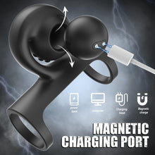 Laden Sie das Bild in den Galerie-Viewer, Penis Ring Vibratoren für Langwährende Erektion und Klitoris Stimulation mit 10 Vibrationsmodi Silikon Vibrierender Hodenring Penisring Massagegerät Erotisches Sex Spielzeug für Männer