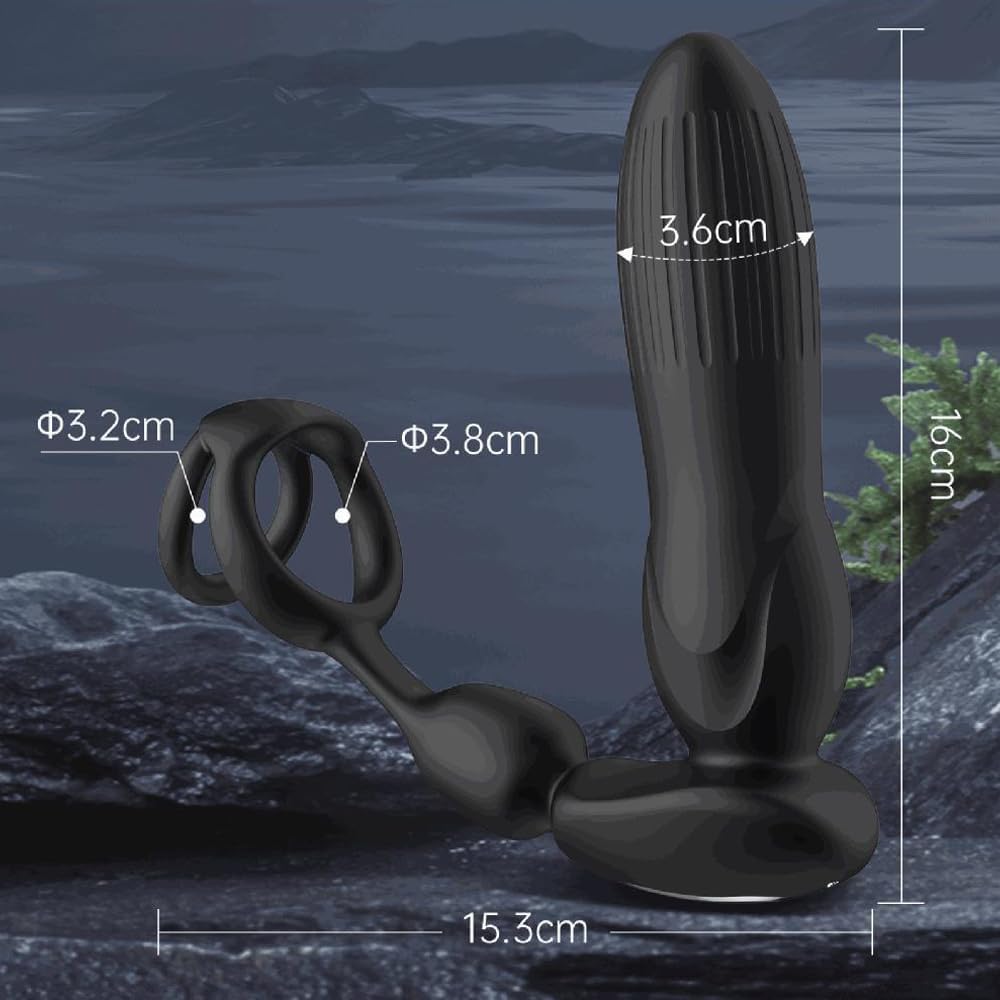 10 Modes Vibrators for Men - 4-in-1 Prostate Stimulation with Ring, Butt Plug and Dildo Vibrator - IPX6 Waterproof Sex Toy for Men with Shock Function