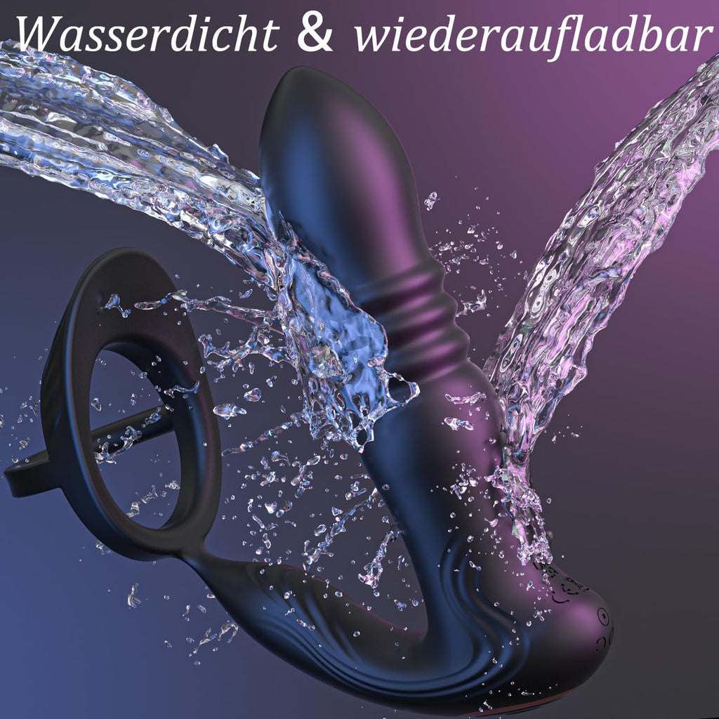 Meeteel Prostata Stimulation Männer mit Penisring, Anal Vibrator mit 3 Schock- und 10 Vibrationsmodi Sex Spielzeug für die Männer Anal Dildo Analplug Analvibratoren Vibratorensets für Paare,Frau