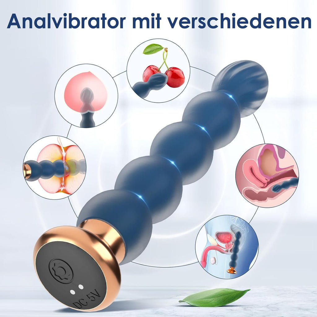 Analvibratoren Anfänger Analplug# für Männer und Frauen, Silikon Analkugeln Butt plug mit 10 Vibrationmodi Fernbedienung Sexspielzeug Prostate Stimulation Massager für Parre Extrem Sex