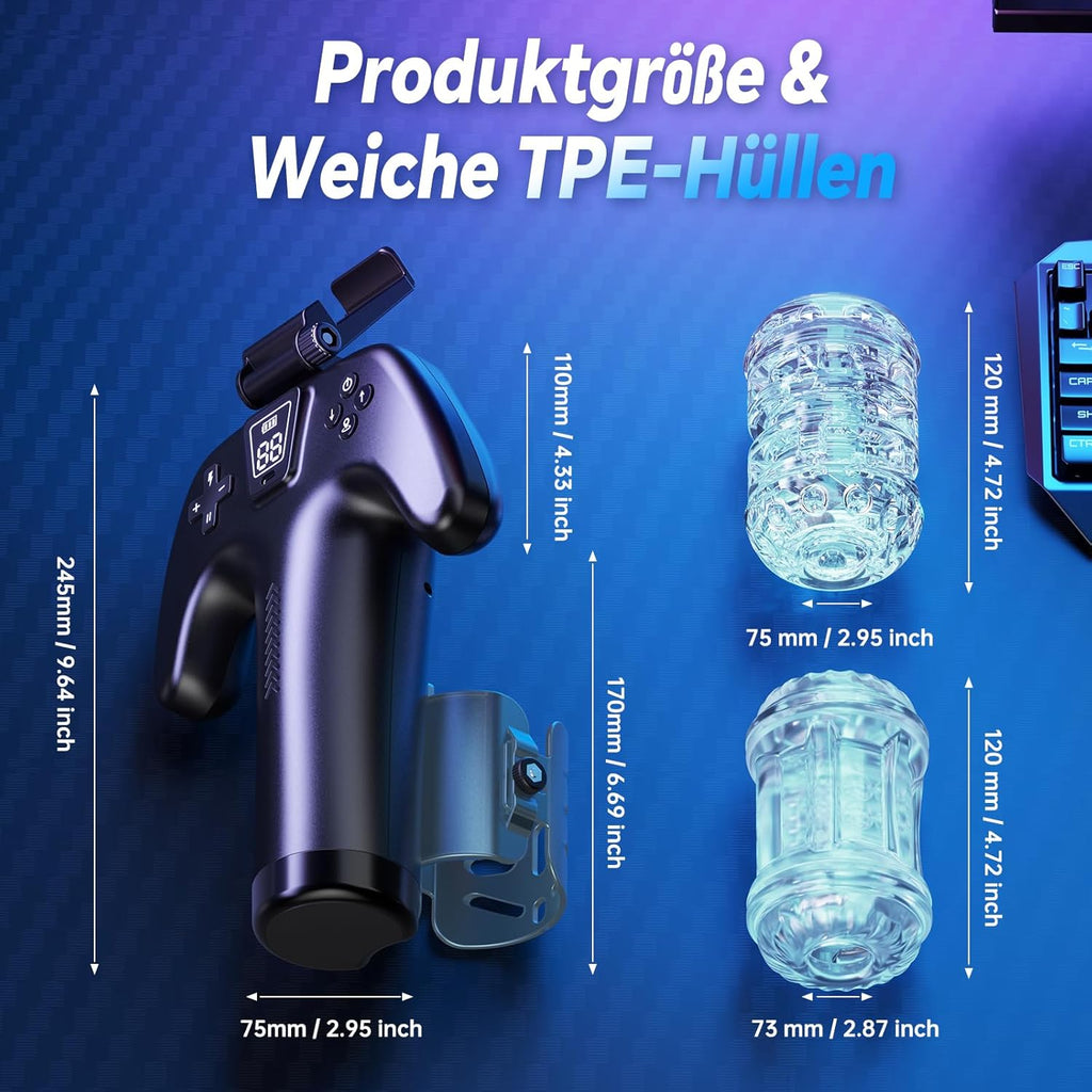 Masturbator Mann mit Handyhalter & Doppelseitigen Tasten, 5 Schubmodi, 1-10 cm Stoßweg, Masturbator Männer Sex Sexspielzeug Masturbatoren