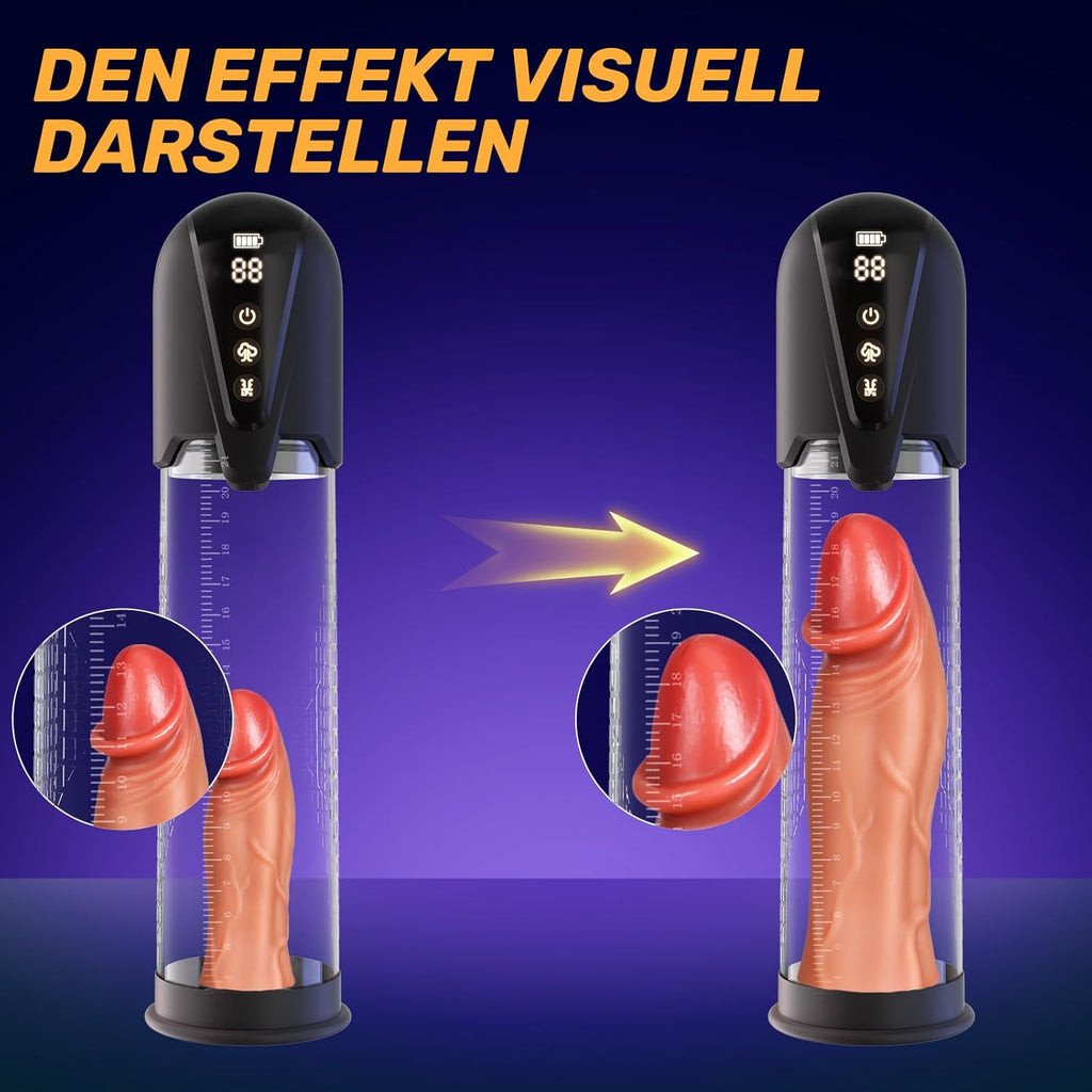Penispumpe für Penisvergrößerung Elektrische Penis Pumpe Vakuumpumpe Sex Spielzeug für die Männer mit 3 Vakuum Trainingsmodi 6 Saugmodi,Taschenmuschi Masturbator Sex Toy mit 2 Silikonhülsen