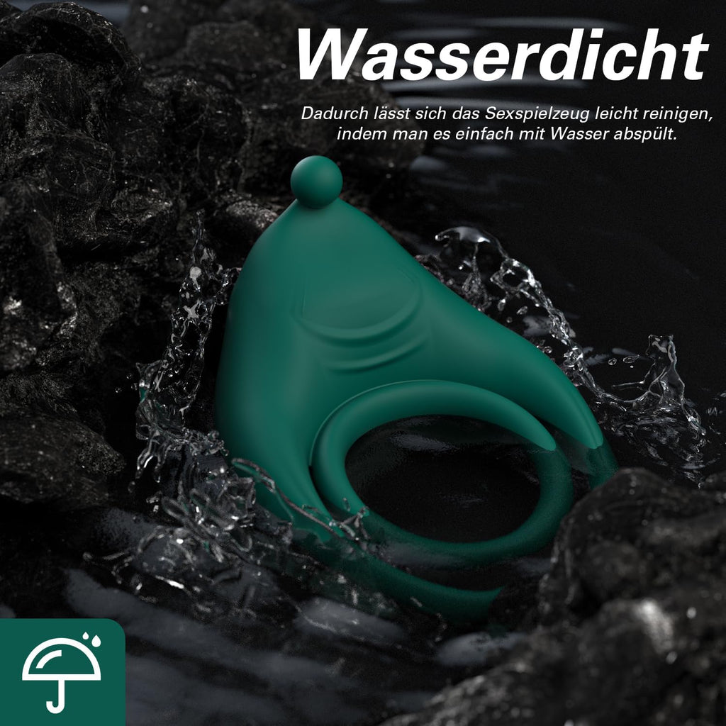 Dual Penisringe Vibrator, Dehnbarer Vibratorensets für Männer Sexspielzeug mit 10 Modi Penis Stimulation G-Punkt Vibrator, Erotik Sex Spielzeug für die paare, Grün