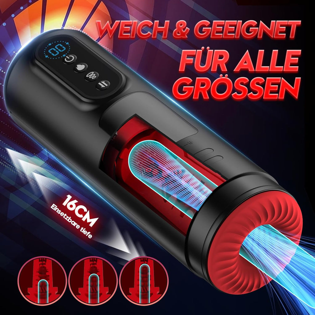 Masturbieren für Männer Masturbator, Sex Spielzeug für die Männer mit 9 Teleskopfunktion & Saugmodi & Vibration, Taschenmuschi Blowjob Masturbatoren, 3D Realistisch Vagina Heizung LCD Display Sex Toys
