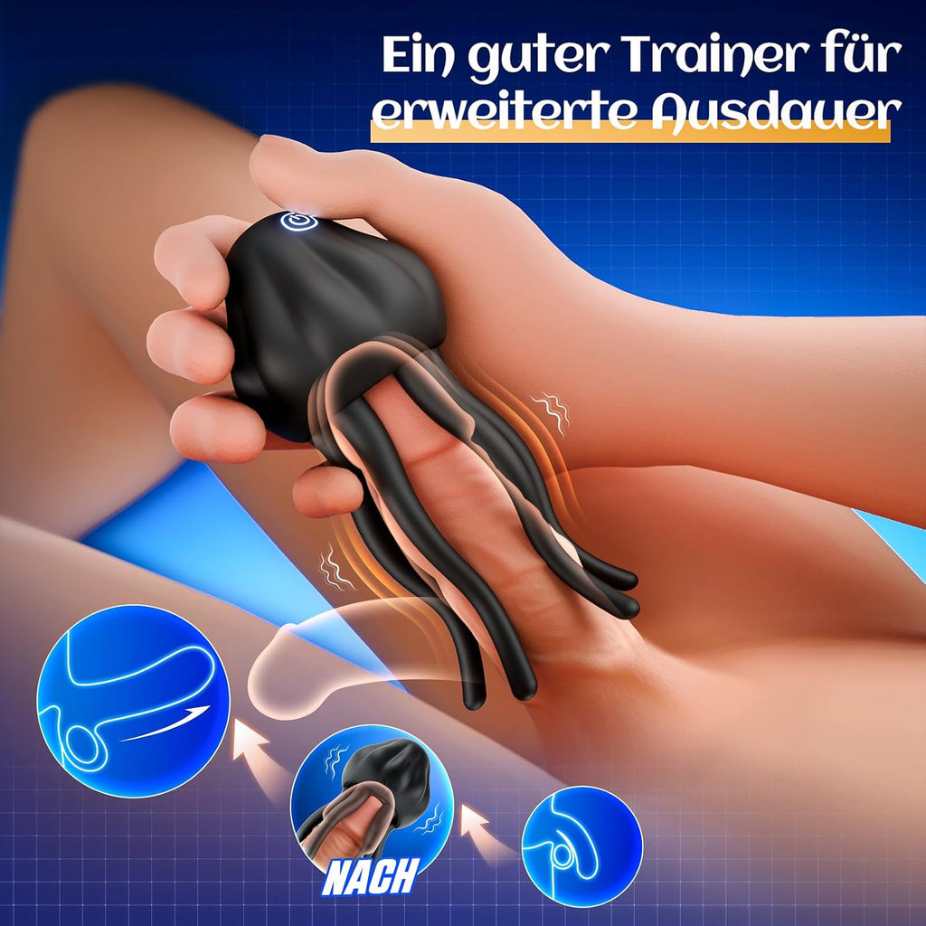 Masturbator Sexspielzeug für Paare Extrem Sex Toy mit 10 Vibrations Qualle Tentakel Penismassage Nippel & Klitoris Stimulator, Vibratorensets Penis Vibrator - Erotik Sextoysets für Ihn und Frauen