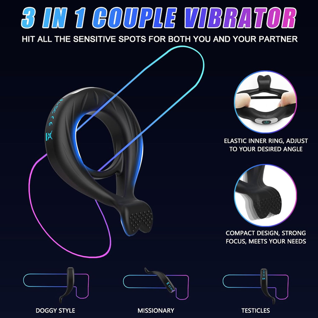 Vibrierender Penisring, Sexspielzeug für Männer und Paare, flexibler Penisring-Vibrator aus Silikon mit 9 leistungsstarken Einstellungen zur Stimulation von Klitoris und Hoden