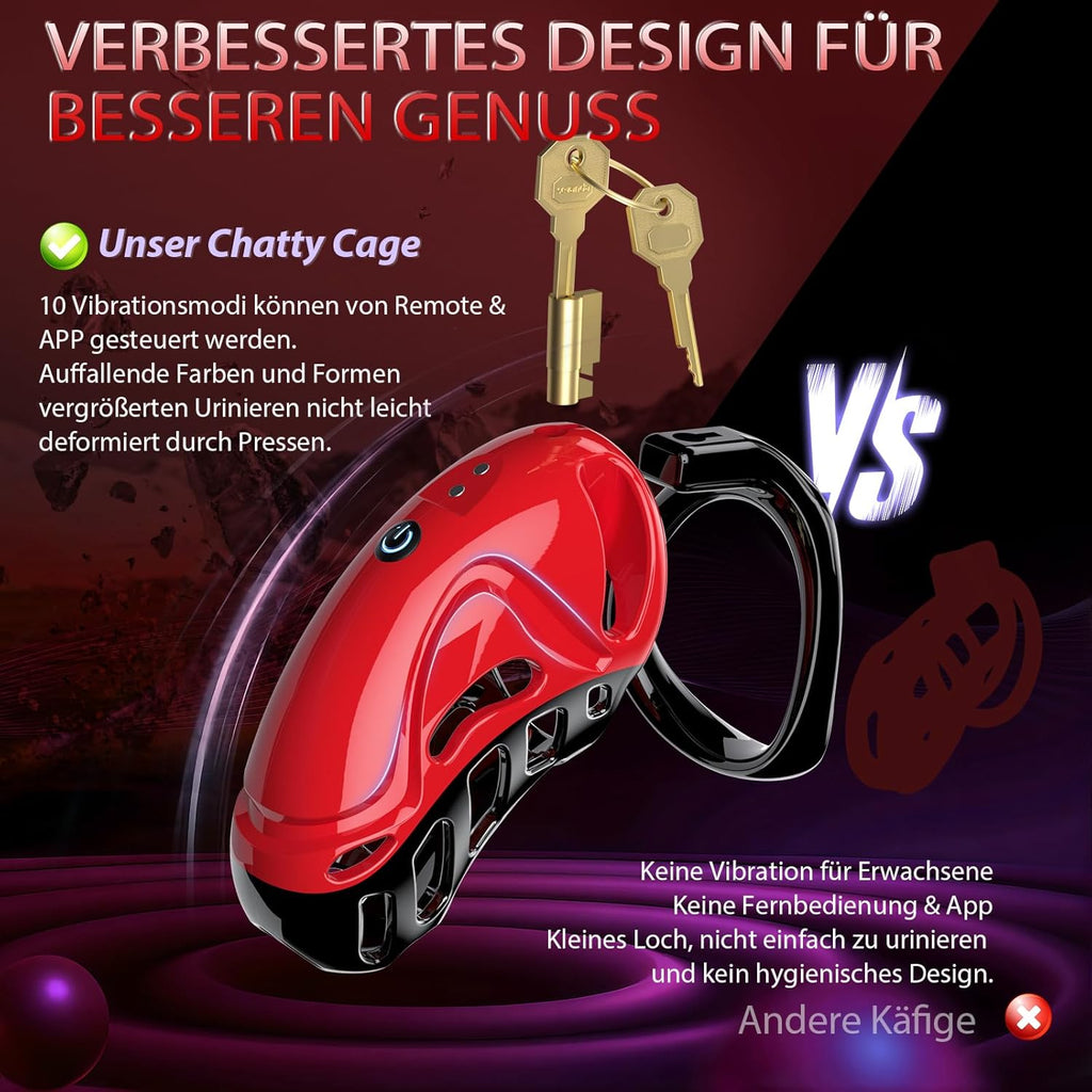 Chastity Cage Männer Sex Spielzeug für die Männer - Peniskäfig Keuschheitskäfig Herren SM Fetisch Extrem Penis Bondage, Keuschheitsgürtel Sexspielzeuge mit 5 Größen Penisringe 2 Schlüssel & 1 Schloss