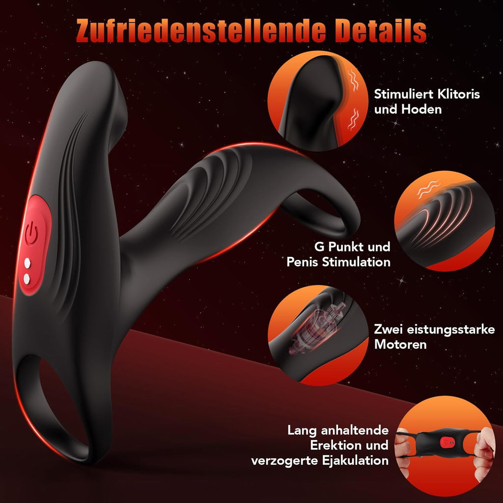 Penisring Sex spielzeug für Paare extrem sex, Penis Ring Erotik Sex Spielzeug für die Männer, Cockring Erotisches Sexspielzeug für Klitoris, 12 Vibrationsmodi Dual Penisring Massagegerät Schwarz