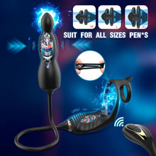 Laden Sie das Bild in den Galerie-Viewer, Prostata Vibrator Stimulator mit Stoßfunktion, 10 Vibrationsmodi Extrem Silikon und Doppel Penisring, Penis Vibrator mit Fernbedienung Sex Spielzeug Anal Dildo Analplug Analvibratoren für Mann