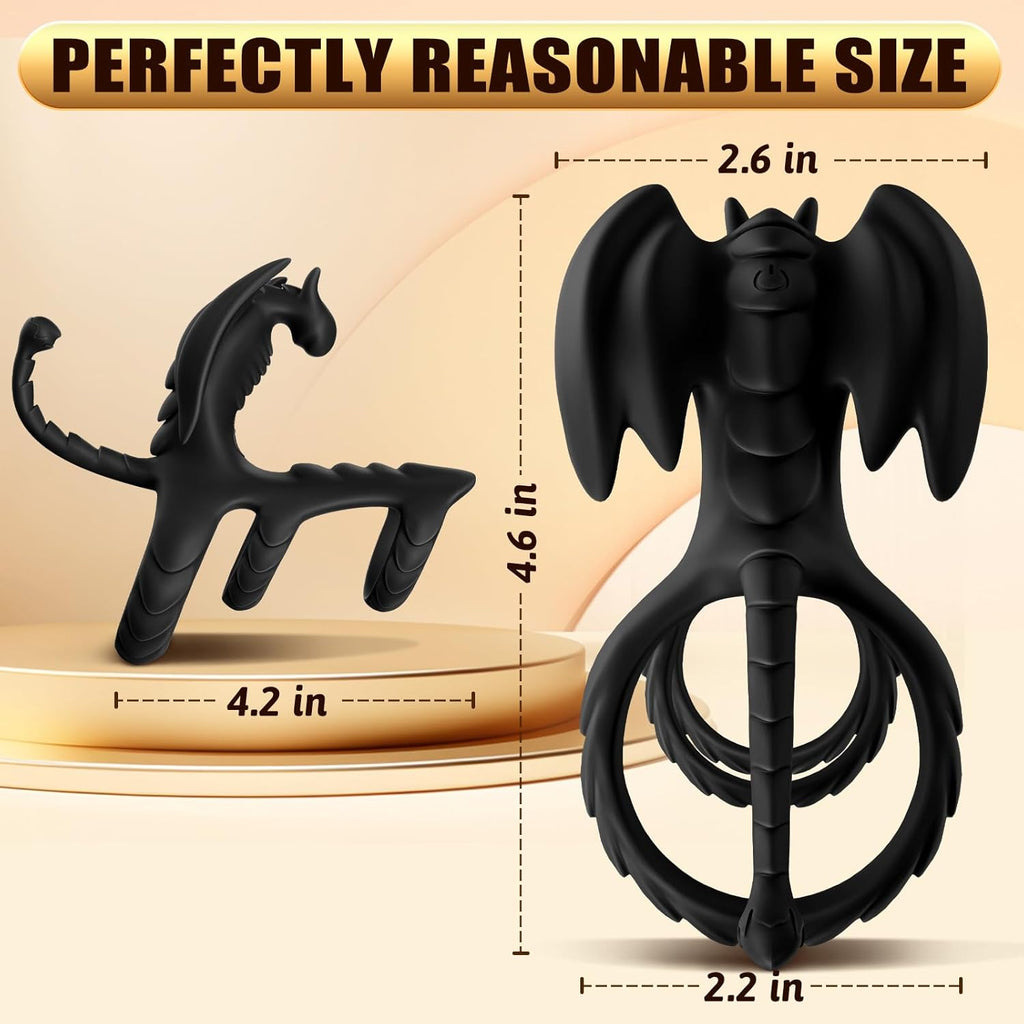 3 in1 Penisring Penis Vibrator Sex Spielzeug für die Männer Paare Extrem, Drachen Cockring Hodenring mit 10 Vibrationsmodi für Klitoris Stimulation & Penis Vergrößerung Zeit Verlängern