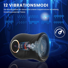 Laden Sie das Bild in den Galerie-Viewer, Elektrische Masturbator Cup mit 12 Vibrationsmodi – Taschenmuschi für Männer, Wasserdichter Masturbator mit Spiralstruktur, Vibratorensets Sexspielzeug für Männer Solo &amp; Paare