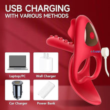 Laden Sie das Bild in den Galerie-Viewer, 3 in1 Penisring Extrem Sexspielzeug für Paare Penis Vibrator mit 10 Vibrationsmodi für Frau Klitoris Stimulator Cockring Sexspielzeug für Männer längere Erektion Perineum Massage Penisringe