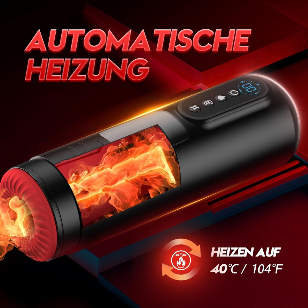 Masturbieren für Männer Masturbator, Sex Spielzeug für die Männer mit 9 Teleskopfunktion & Saugmodi & Vibration, Taschenmuschi Blowjob Masturbatoren, 3D Realistisch Vagina Heizung LCD Display Sex Toys