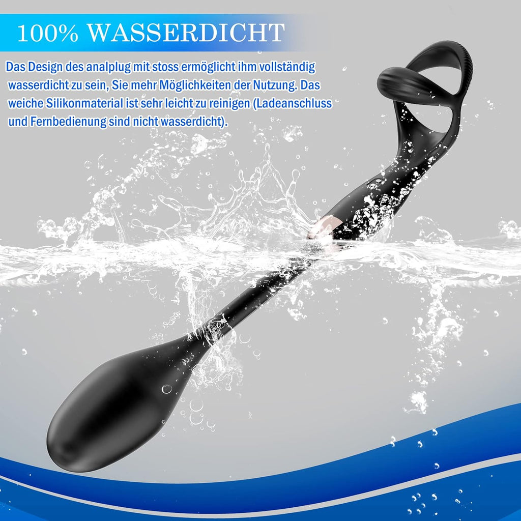 Penisring Analplug Sex Spielzeug mit 10 Vibrationsmodi, Dehnbar Silikon Analvibratoren Prostata Vibratoren Mann Buttplug Cockring Extrtem Sextoys