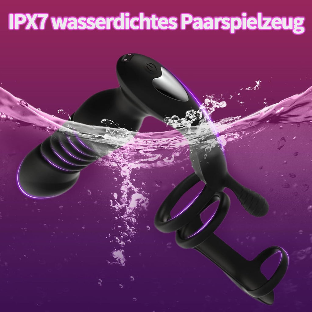 3 IN 1 Analplug Prostate Stimulation Massager Verfügt über 10 Vibrationsschockmodi Sex Spielzeug für die Männer Dualer Penisring mit Fernbedienung Analstimulation