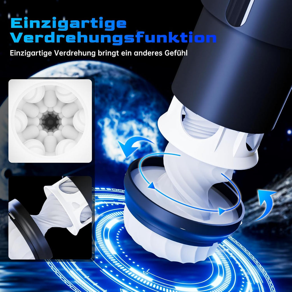 Masturbieren für Männer Elektrischer Masturbator, Sex Spielzeug für die Männer mit 3 Verdrehung & 5 Teleskopfunktion Vibratiosmodi, 3D Realistisch Vagina Heizung Masturbatoren Taschenmuschi Sex Toys