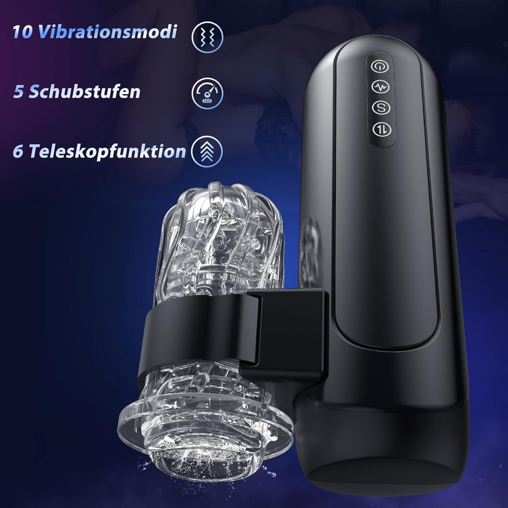 Masturbieren für Männer, Elektrischer Masturbator Sex Spielzeug für die Männer mit 6 Teleskopfunktion und 5 Einstellbaren Geschwindigkeiten 10 Vibrations Masturbatoren Sexspielzeug