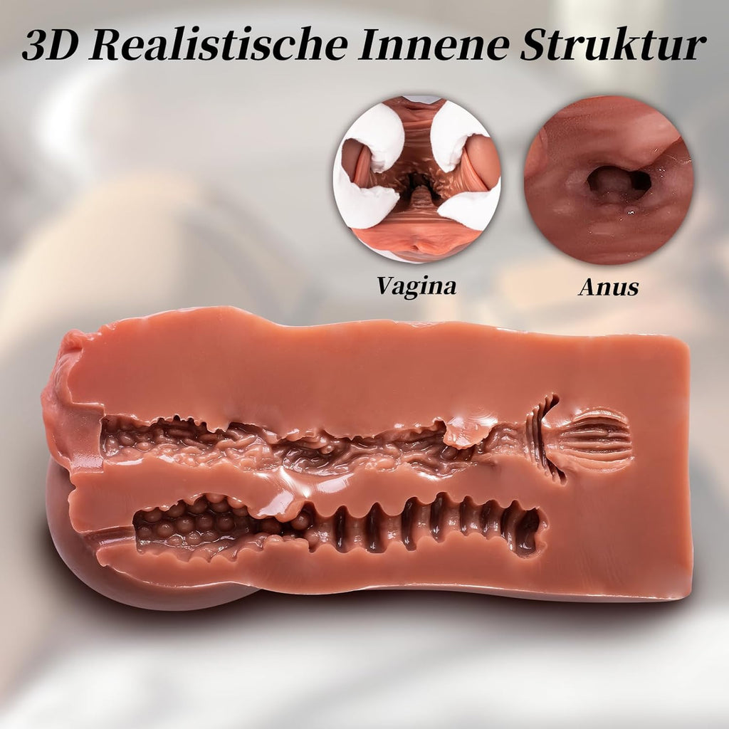Masturbieren für Männer Masturbator - 2 in 1 Pocket Pussy Groß mit 3D Vagina Klitoris Anal Taschenmuschi Masturbatoren Doppelkanal Tragbare Erotik sex spielzeug für die männer solo