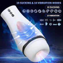 Laden Sie das Bild in den Galerie-Viewer, Elektrischer Masturbator Cup mit 10 Vibration &amp; 10 Saugmodi, Sex Spielzeug für die Männer solo, Taschenmuschi Masturbieren für Männer Penis Masturbatoren, Sex Toys mit 3D Vagina Pussy