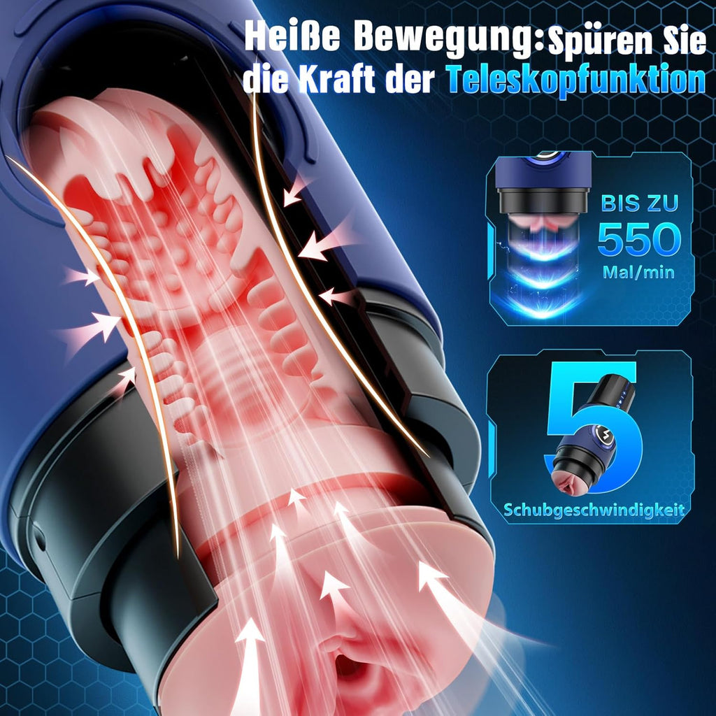 KI-Interaktion 360° Schnellheiz Masturbator Sex Spielzeug für die Männer, Masturbieren für Männer 5 Intensiver Teleskopfunktion Sexspielzeug, Realistische Masturbatoren Liner Abnehmbare Sex Toys