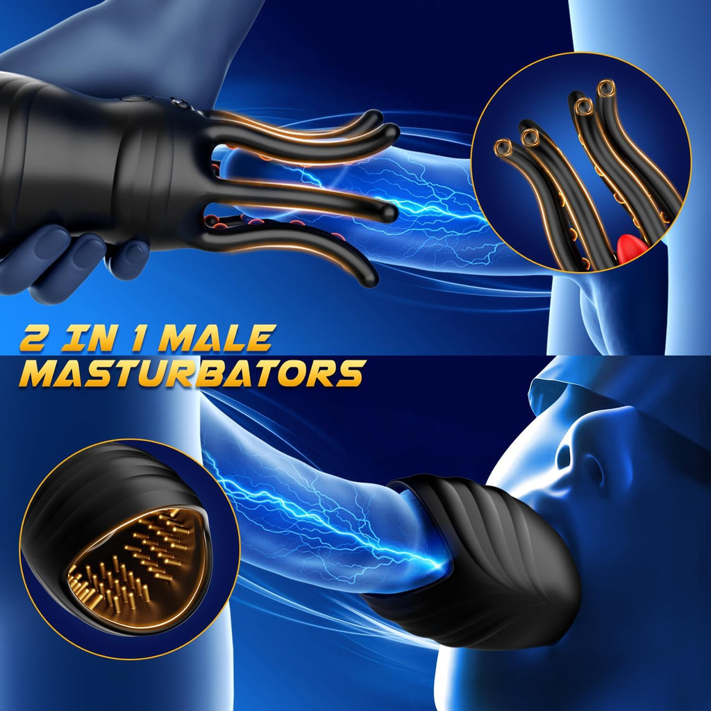 Masturbieren für Männer Penis Vibrator Eichel Stimulation, Sex Spielzeug für die Männer Extrem Oralsex Masturbatoren 10 Modi, Vibratorensets Sexspielzeug für Männer Zunge Solo Paare Taschenmuschi