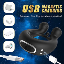 Laden Sie das Bild in den Galerie-Viewer, Vibrator mit APP-Steuerung Silikon Cockring für Penis/Hoden Stimulation, 3 IN 1 MULTIFUNKTIONALES DESIGN, 9 Vibrationsmodi, Wasserdichter Hodenringe Paarvibrator Sexspielzeug für Männer