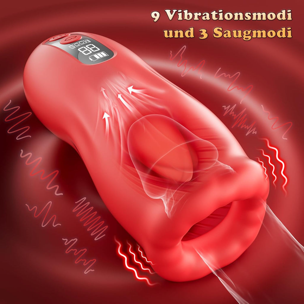 Masturbieren Sex Spielzeug für die Männer - Handfrei Masturbator Cup Mann Blowjob Taschenmuschi, APP Steuerung Silikon Sexspielzeug Elektrisch mit 9 Zungenvibrations- & 3 Saugmodi,Men Solo Vagina Toy