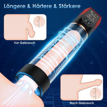 Laden Sie das Bild in den Galerie-Viewer, Penispumpe für Penisvergrößerung Sex Spielzeug für die Männer, Elektrische Penis Vakuumpumpe mit Taschenmuschi 9 + 4 Saugstufen, IPX7 100% Wasserdicht Erektion Masturbator mit 2 Silikonhülsen
