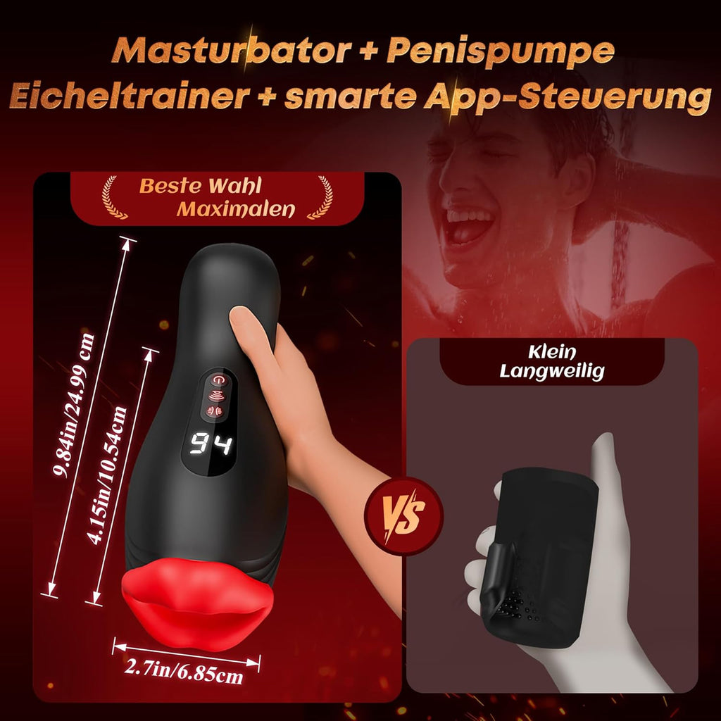 Masturbieren für Männer Dual-End Beads Stimulation 9 Vibration, Sex Spielzeug für die Männer Masturbator Penis Vibrator 4 Wellensaugen, Sex Toyset für Man mit Manuelles Trainer App Control Contitop