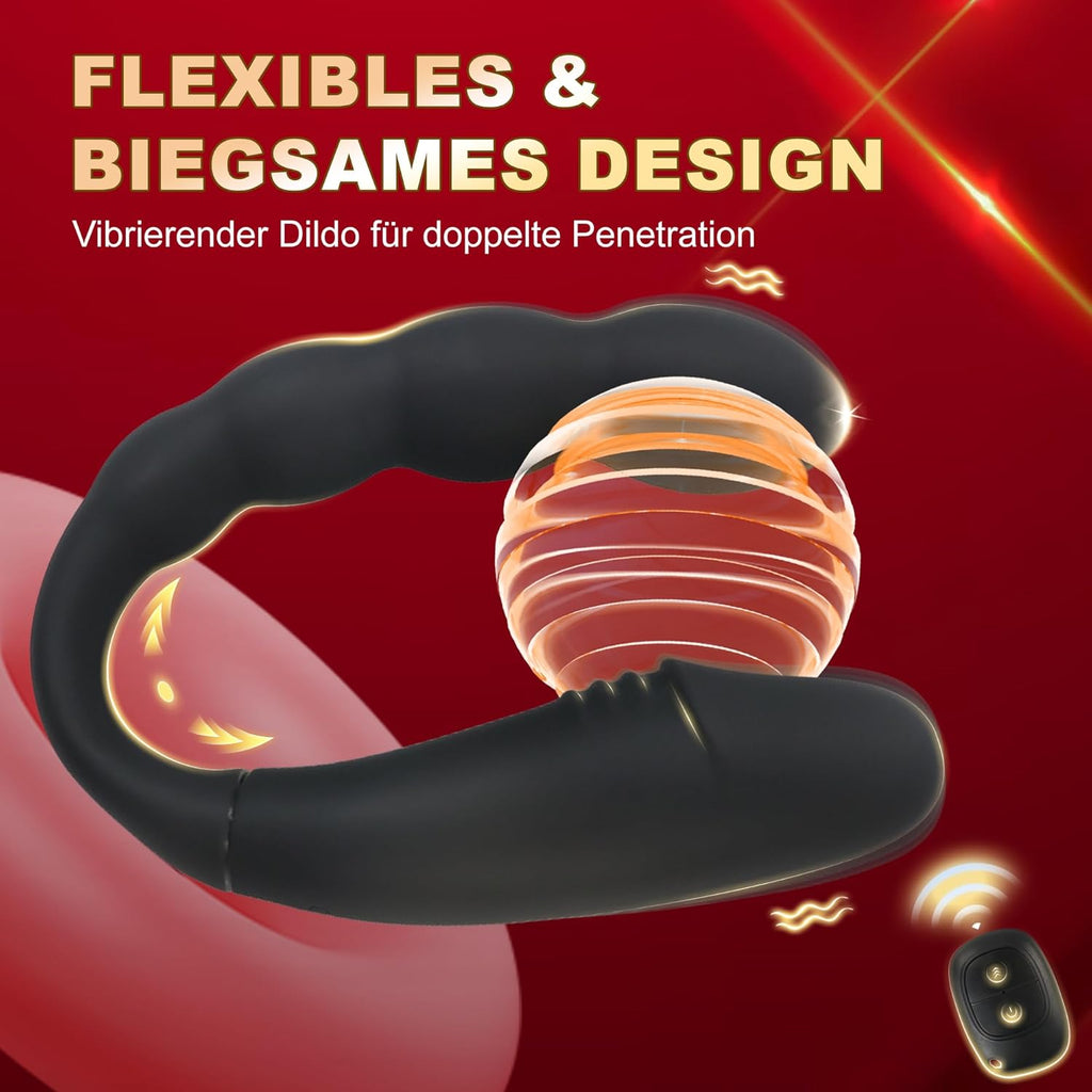 Doppeldildos Dildo Anal Vibrator Klitorisstimulator G-punkt Vagina Klitoris Anal Massage Drahtlose Steuerung Dildo Doppel Headed Vibratoren U-förmigen Sex spielzeug für für Frauen Lesben, Paar