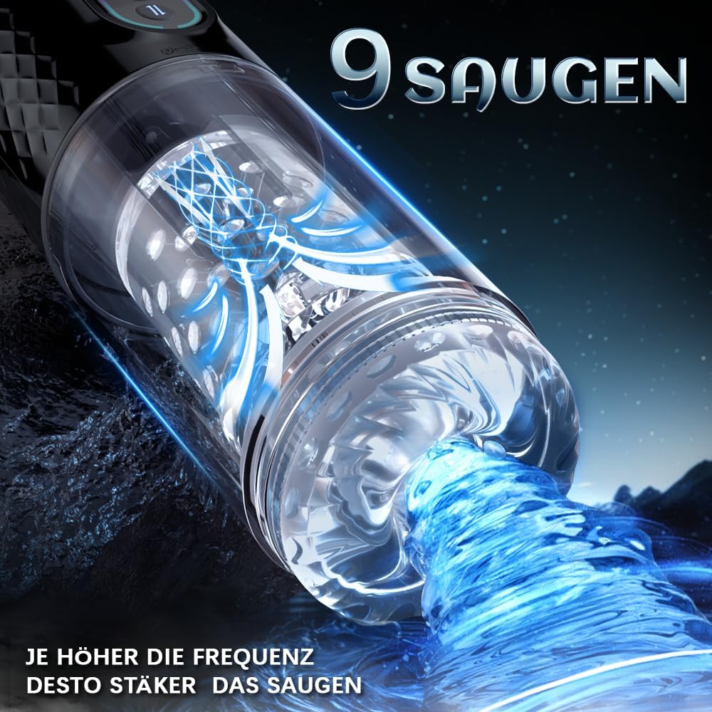 Elektrische Masturbabtor Cup Sexspielzeug für Männer mit 9 Modi Teleskopfunktion und Rotierender Massagefunktion 3D Kanal Pussy Taschenmuschi Penis Masturbieren für Männer