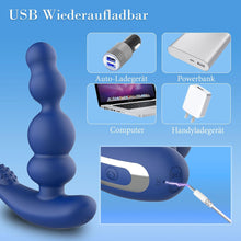 Laden Sie das Bild in den Galerie-Viewer, Anal Vibratoren für Mann Sex Spielzeug - 4 In 1 Prostata Stimulation Fernbedienung Analkugeln Buttplug Dildo mit Doppelte Penisringe 10 Vibrations &amp; 3 Rotationsmodi Prostata Massagegerät Analplug