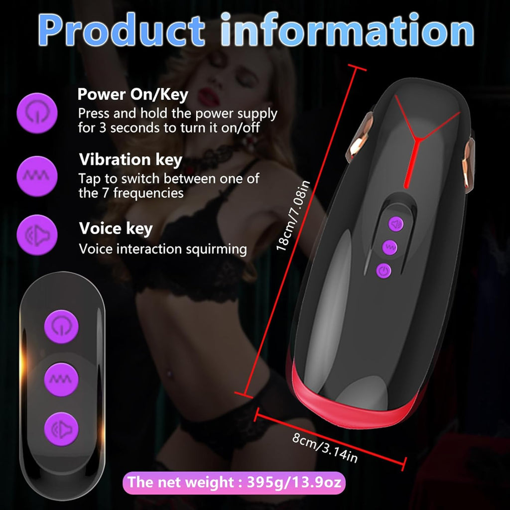 Elektrischer Masturbator Cup 10 Vibration und Heizfunktion mit Zunge lecken Penis Vibratoren Elektrische Masturbatoren Penis Trainer, Männer Eichel Stimulator 3D Realistischer Vagina Pussy