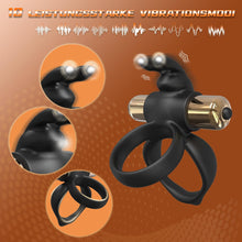 Laden Sie das Bild in den Galerie-Viewer, 3 in1 Penisring Vibrator - Dual Penis Ring mit 10 Vibrationsmodi Erotik Sex Spielzeug für Paare Penis Massagegerät für Langwährende Erektion Cockring Masturbator Spielzeug für die Männer Extrem