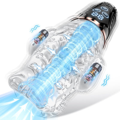 Hochfrequenz Elektrischer Masturbator Cup, 9 Vibration mit 9 Saugmodi, Sex Spielzeug für die Männer, Masturbieren für Männer solo Taschenmuschi Blowjob Penis Masturbatoren mit Vagina Pussy, Sex Toy