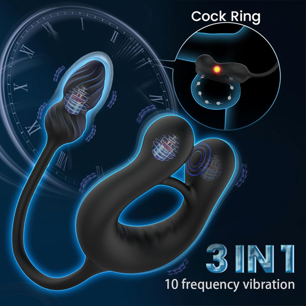 Männlicher Prostata Stimulator Massagegeräte Analvibratoren mit Penisring Analplug für Männer APP Steuerung Analplug 10 Vibrationen und 10 Swing modi Dehnbar Silikon Penisringe Sexspielzeug