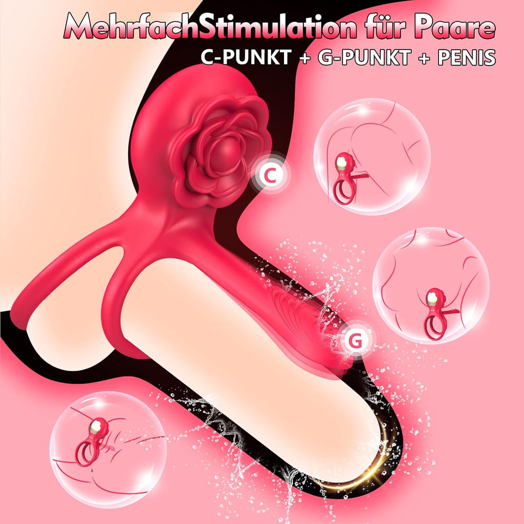 Vibrierender Penisring Sex Spielzeug für die Männer- 3 In 1 Cockring Sex Spielzeug für die Paare 10 Vibrationsmodi Penis Vibrator
