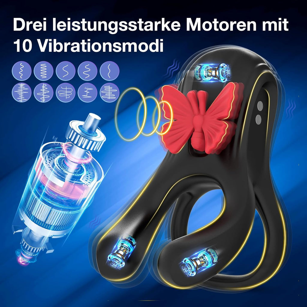 Penisring Vibrator mit 10 Vibrationsmodi, Premium Dehnbarer Silikon Penis Ring Sex Spielzeug für die Männer, Cockring Sexspielzeug für Paare Extrem Sex,Penisringe Sexspielzeug für Männer Solo Sex Toys