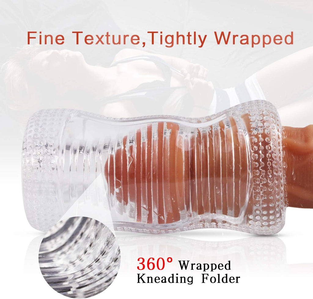 Masturbieren Mann, Manuelle Masturbator Cup Sex Spielzeug für die Männer mit 3D Realistische Vagina Oralsex, Mini Tragbar Kristall Penis Trainingsgerät Masturbation Taschenmuschi für Männer