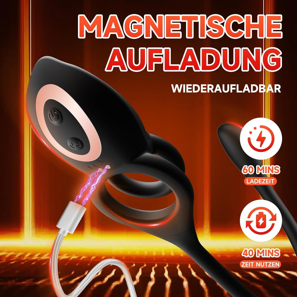 Eieffncie Penisring Sex spielzeug für Paare Extrem Sex,Dual Penis Ring Erotik Sex Spielzeug für die Männer,Sexspielzeug für Klitoris 10 Vibrationsmodi,Prostata Stimulation Männer mit Fernbedienung