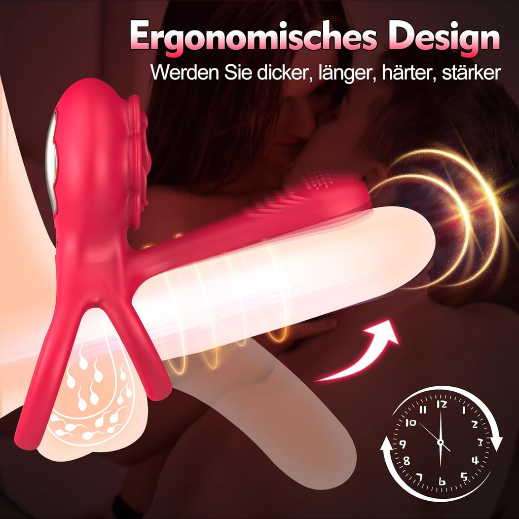 Vibrierender Penisring Sex Spielzeug für die Männer- 3 In 1 Cockring Sex Spielzeug für die Paare 10 Vibrationsmodi Penis Vibrator