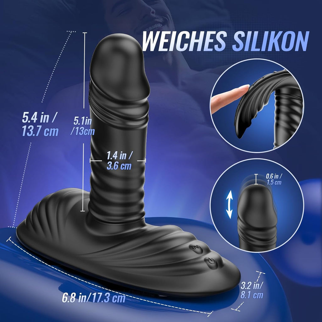 Plug Sitting and Riding Vibrator Sex Toy for Couples with 9 Vibrations 3 Shock Functions, Clit G-Spot Dildo Double Stimulator Sex Toy for Women, Vibrators for Men