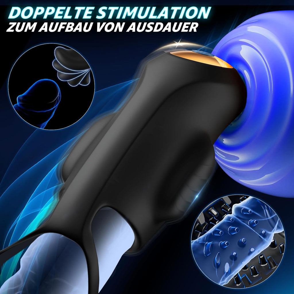 Eichel Stimulation Trainer,Sex Spielzeug für die Männer Zunge Oralsex Masturbator 9 Modi