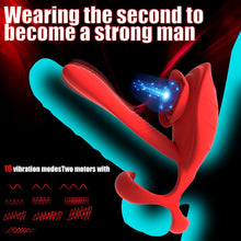 Laden Sie das Bild in den Galerie-Viewer, Buntune Vibrierender Cockring Sexspielzeug für die Männer Paare Silikon Penisring Vibratoren mit Klitoris Stimulator und 10 Vibrationsmodi Fernbedienung Paarvibrator Penis Ring