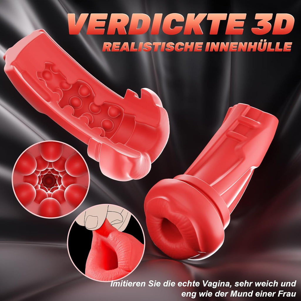 Elektrische Masturbator mit Telefonhalter, Mundförmig Masturbieren für Männer Blowjob mit 9 Saugmodi 9 Vibration, 3D Realistisch Vagina Heizung Sex Spielzeug für die Männer LCD Display, APP-Steuerung