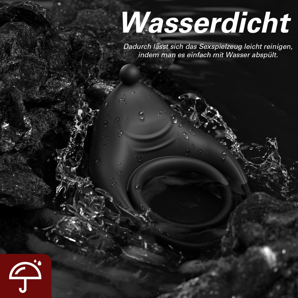 Dual Penisringe Vibrator, Dehnbarer Vibratorensets für Männer Sex Spielzeug mit 10 Modi Penis Stimulation G-Punkt Vibrator, Erotik Sexspielzeuge für Männer Paare, Schwarz