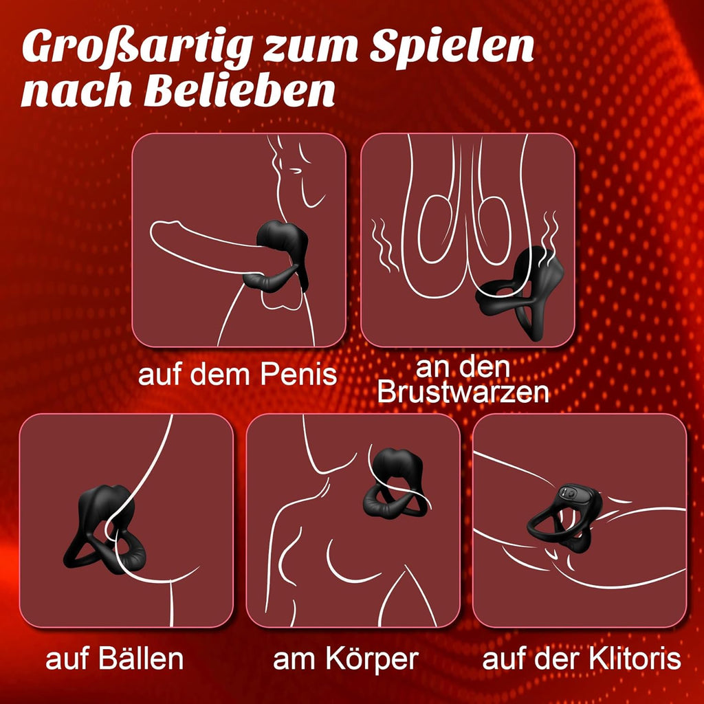 Dual Penisring Vibrator mit Klitoris Stimulator, Penisringe Sex Spielzeug für die Paare Extrem mit 9 Vibrationen, Sexspielzeug Vibratorensets für Paare Männer Cock Penis Ring Paarvibrator für Paare