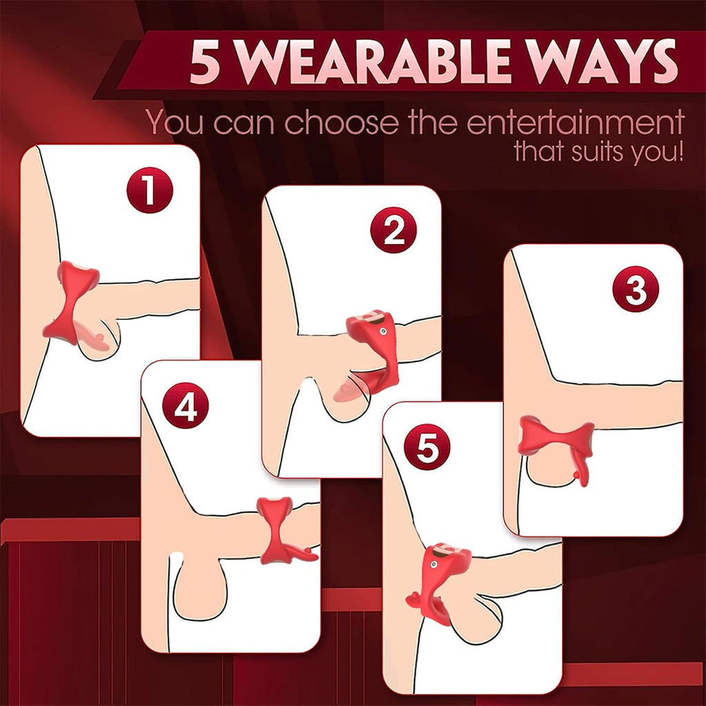 NEU Zunge Lecken Penisring Vibrator mit APP Fernbedienung und Hoden Stimulation, Silikon Cockring Penis Vibrator mit 10 Vibrationsmodi Sex Spielzeug für die Männer Paare Extrem Rot