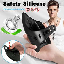 Laden Sie das Bild in den Galerie-Viewer, Silikon Elektrische Penis Trainer Vibrator für Männlicher Solo Masturbieren Einstellbare Größe Eichel Stimulator mit 10 Vibrationen Tappingmodi Masturbator Cup Sex Spielzeug für Männer Paare